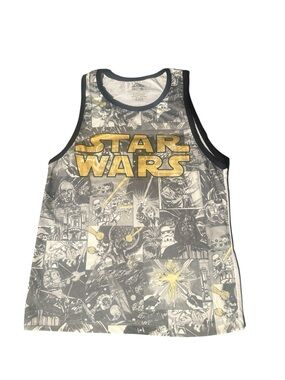 Star Wars Mens Yellow and Black Graphic Tank Top Size Medium